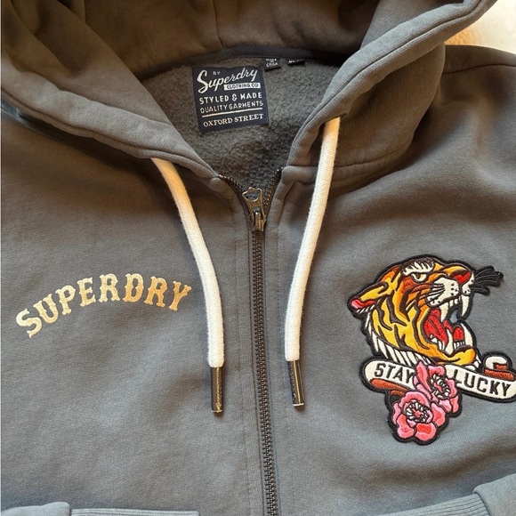 Superdry wall of death rebel rider embellished women’s hoodie sz 16 - Picture 8 of 14